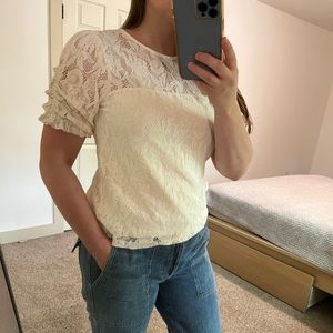 Anthropologie Velvety Lace Top